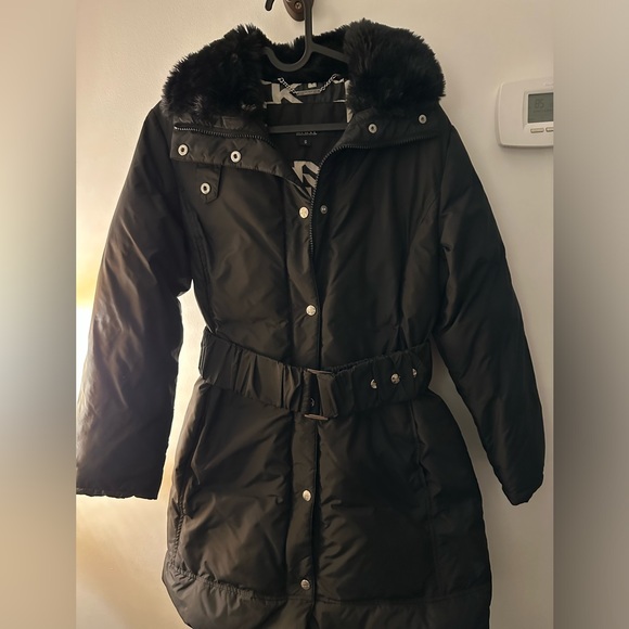 DKNY Women’s Down Fur Hooded Jacket Size Small - Picture 1 of 3